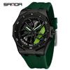 SANDA Men's Waterproof Luminous Polygonal Quartz Watch with 3D Rotating Dial and Silicone Band