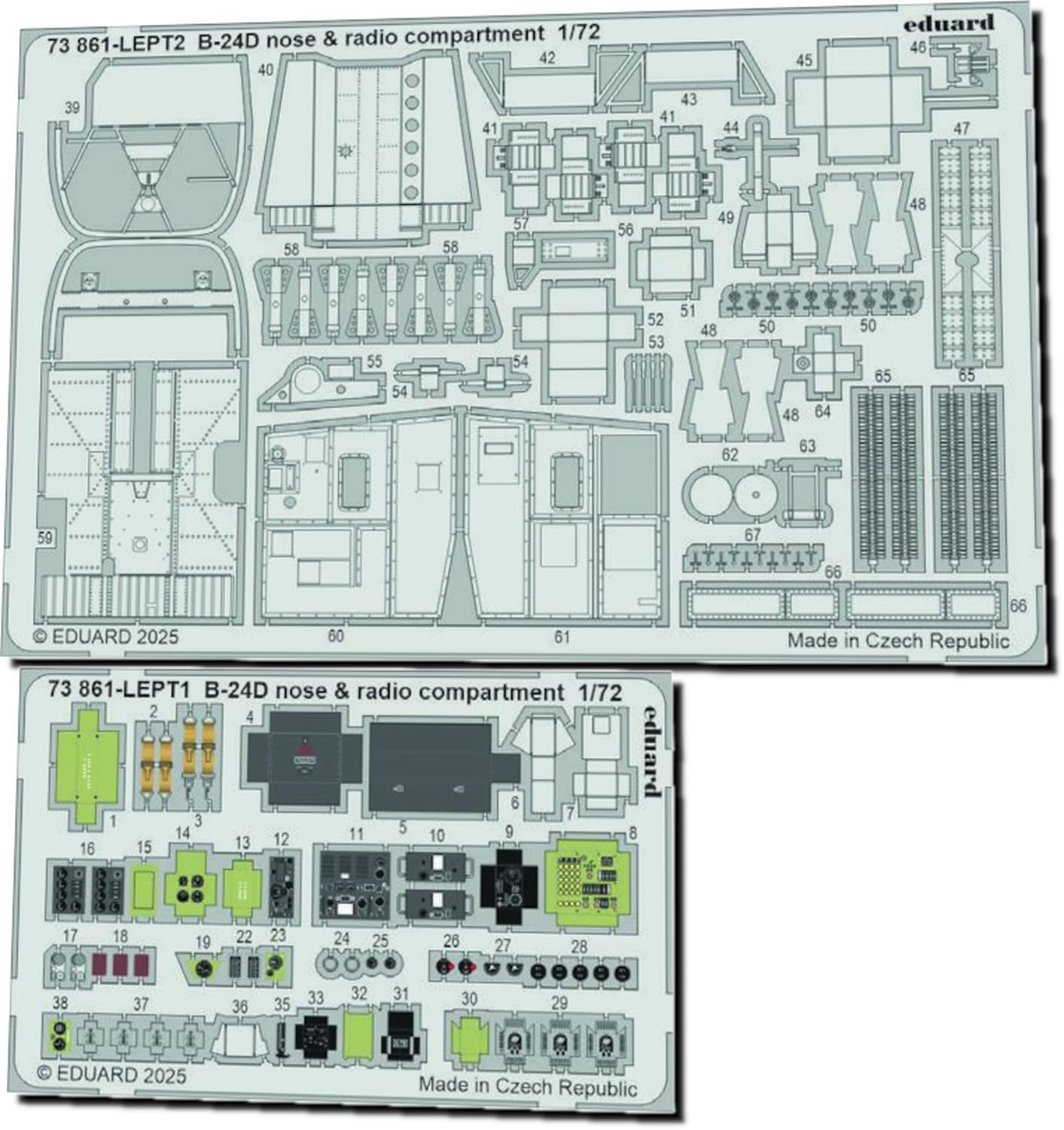 

Eduard Nose Interior and Radio Room Etching Parts Plastic Model Kit Parts EDU73861 1/72 B-24D (for Airfix) (Airplane)