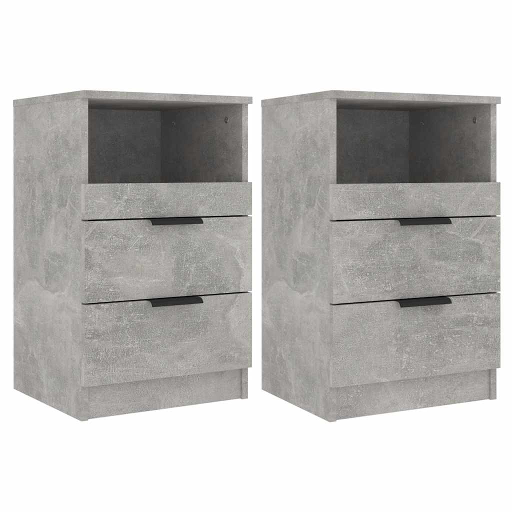 Nightstands 2 pcs Concrete Grey Particleboard