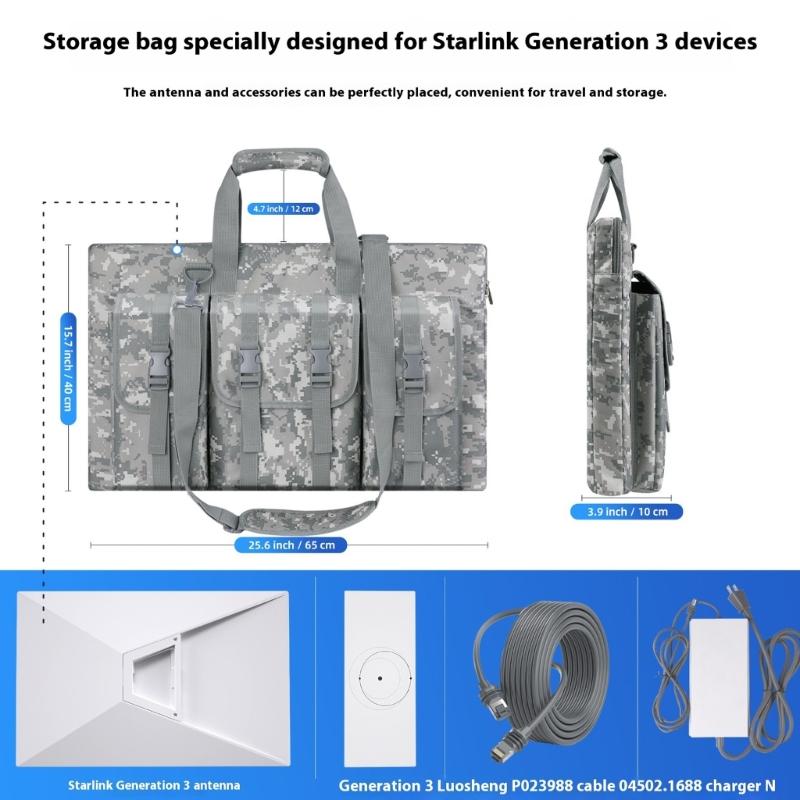 Travel Bag Multi-Pocket Travel Organizer for Starlink Gen 3 Accessories Travel Carrying Bag Travel Storage Bag