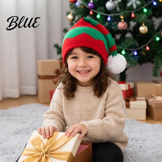 Christmas Knitted Hat Party Headwear Winter Warm Adults Kids Santa for Elf Holiday with Pom
