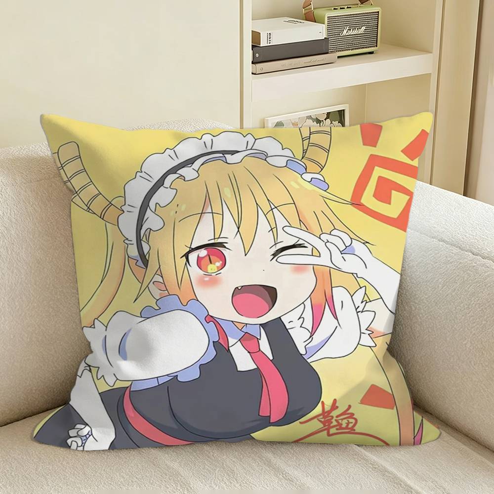 Anime Dragon Maid TTohru Square Sofa Pillow Cover Solid Color Living Room Home Decor Cushion Case