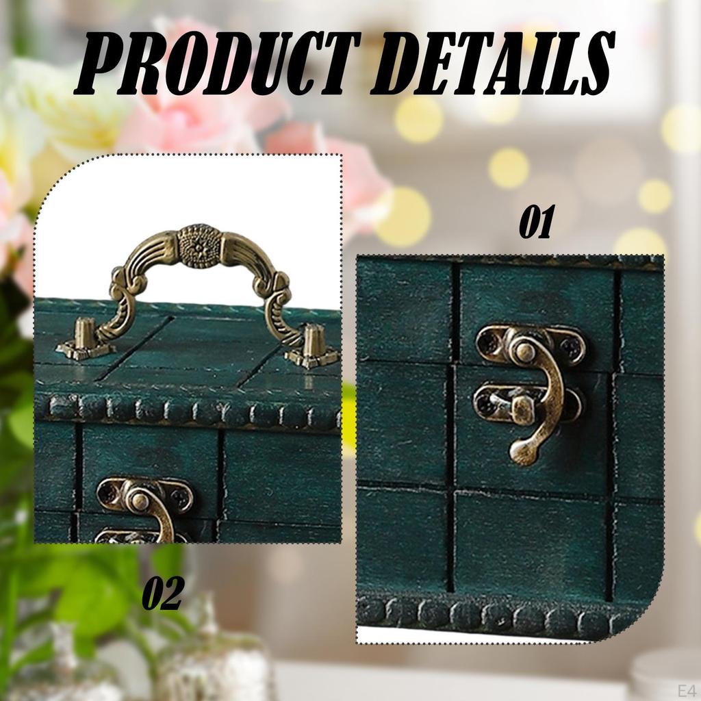 Retro Wood Trinket Box Jewelry Display Case Keepsake Chest Versatile Portable Accessory for Little
