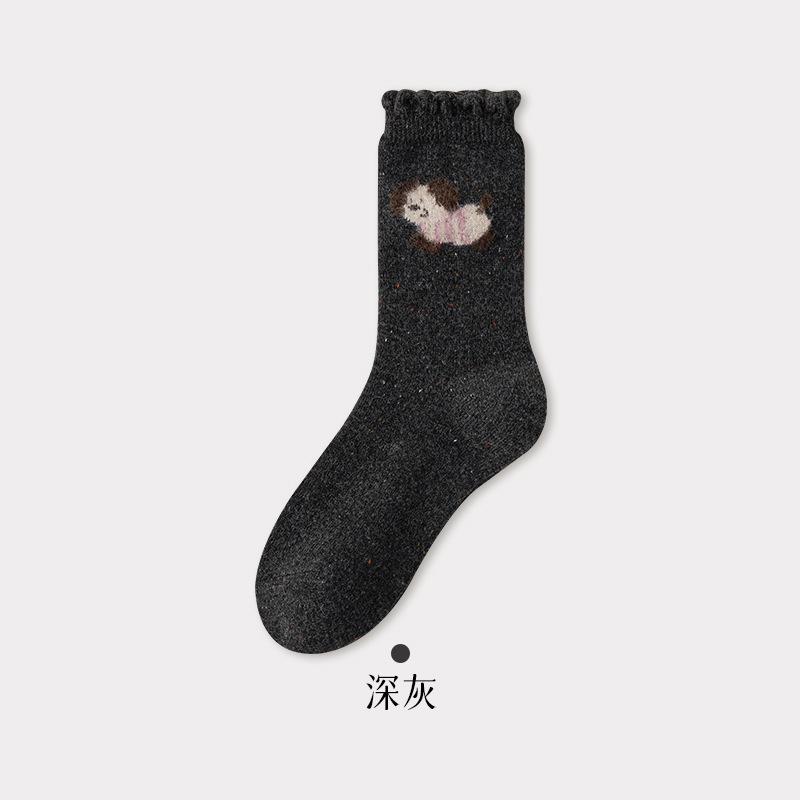 Thickened Warm Wool Socks Cute Cartoon Ideas Yarn Tube Socks Children Puppy Pile Stockings