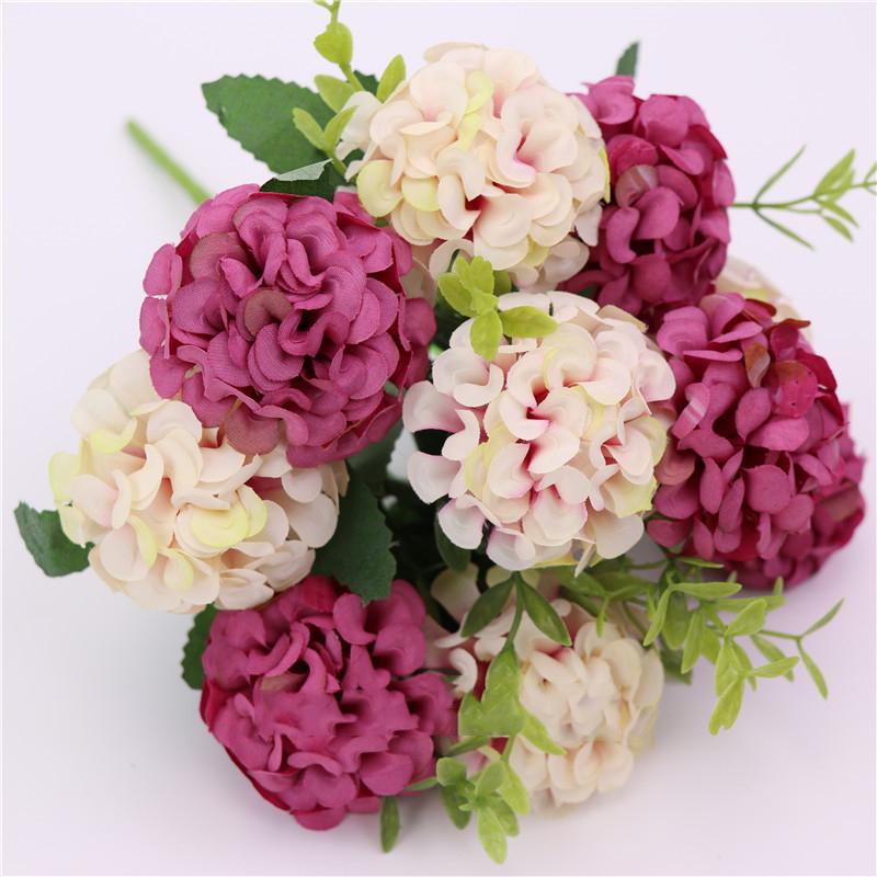 15 flower head artificial flower silk hydrangea white wedding small bouquet fake flower party DIY decoration