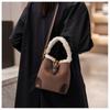 Light Luxury Fashion Women's Shoulder Bags High Quality PU Bag Body Plush Handle Ladies Messenger Bag Casual Retro Female Bucket Bag Mother's Day Gift