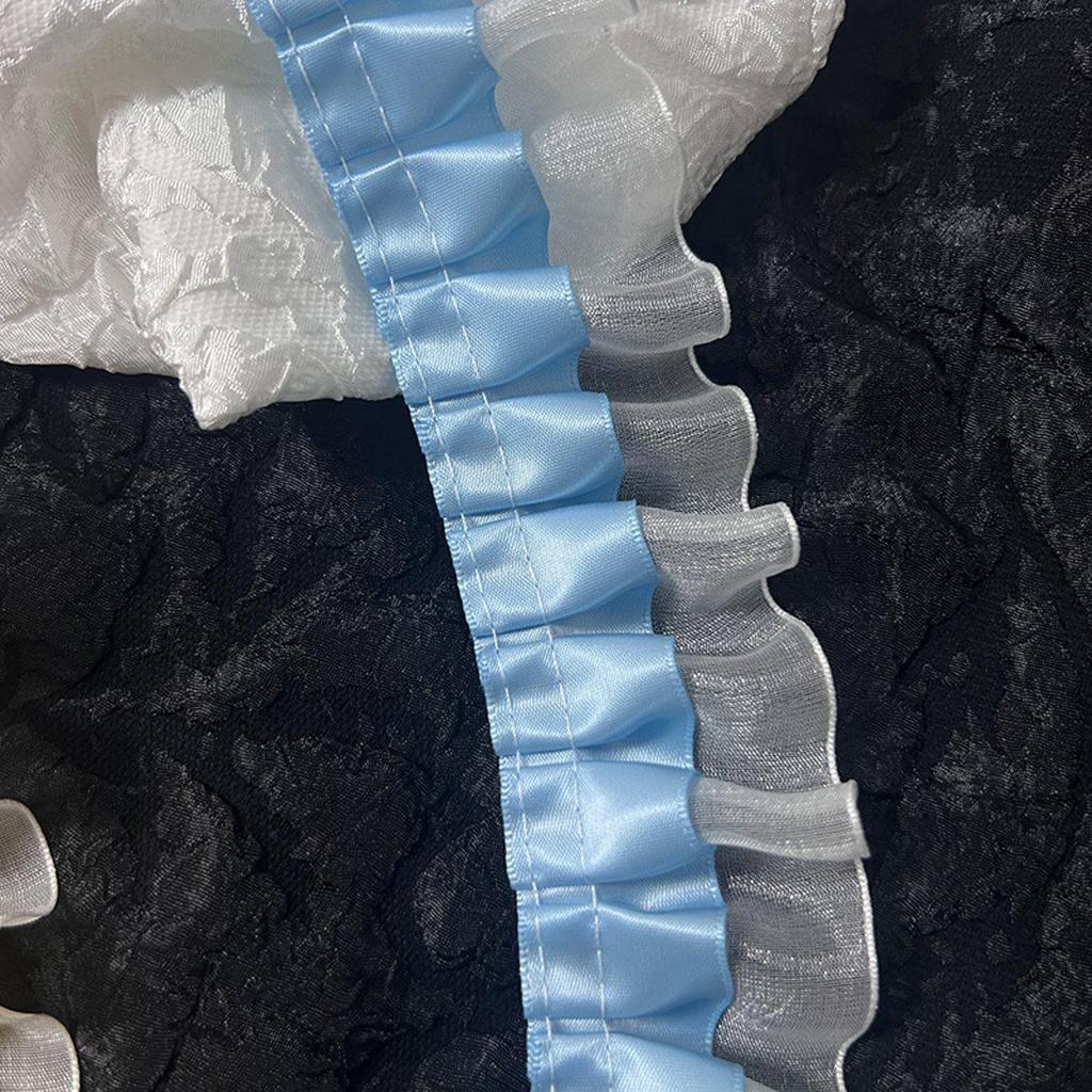 Sada na zdobení držáku na karty DIY s krajkovým lemováním Modrá stuha - Obsahuje skládací podpěrku, držák na odznáček s knoflíkem a materiály pro Ita tašku.