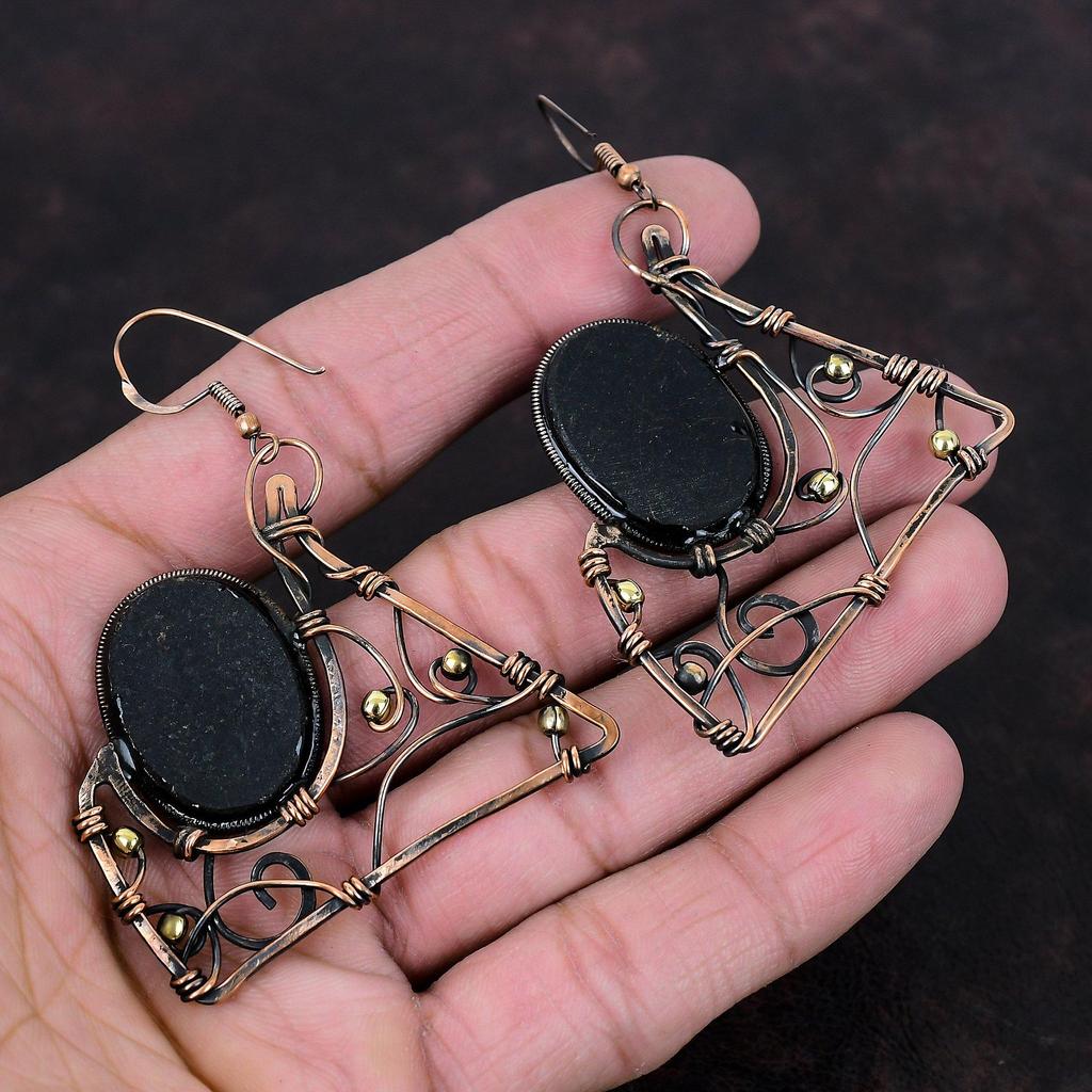 Abalone Shell Earring Copper Wire Wrapped Earrings Abalone Shell Jewelry Handmade Earring Gift For Her Gemstone Earring Copper Wire Jewelry