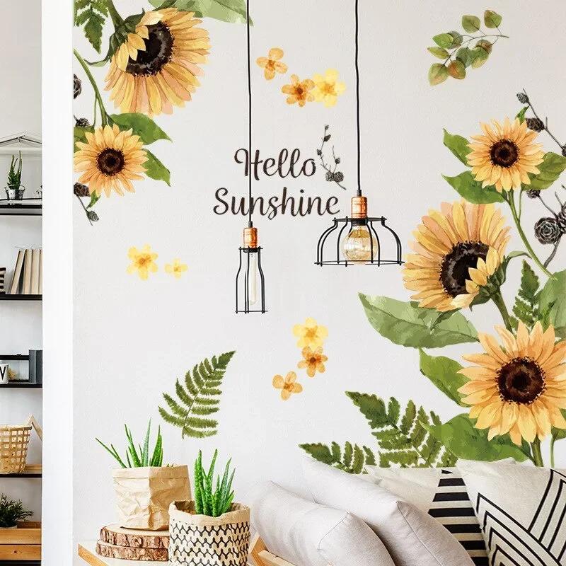 Sonnenblumen Wandaufkleber Glas Dekoaufkleber Wohnzimmer Floraler Hintergrund Wand Schlafzimmer Raum Dekorationszubehör