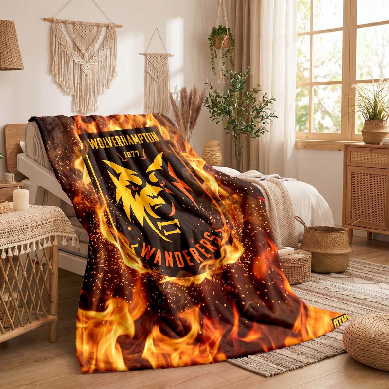 Wolverhampton Wanderers Football Print Flannel Blanket Soft Warm Sofa Bed Throw Blanket For Home Office Bedroom