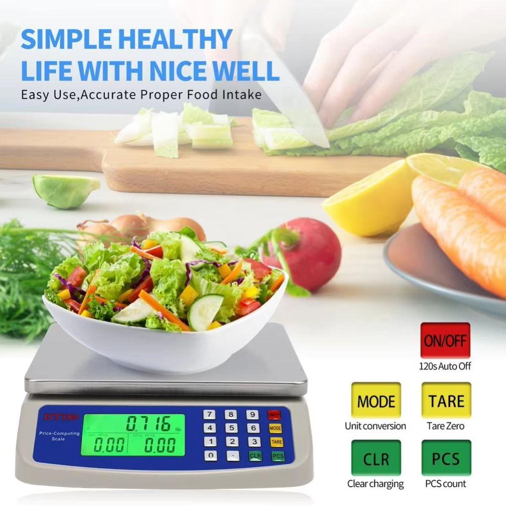 LCD Display Kitchen Digital Scale 30kg/1g Capacity Electronic Pricing Scale Coins Counting