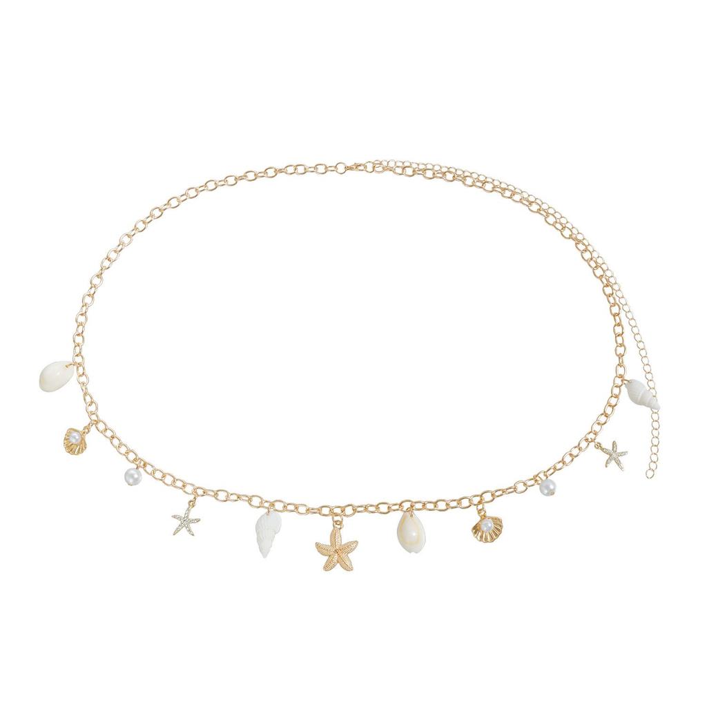 Bohemian Beach Faux Pearl & Seashell Starfish Waist Chain for Women