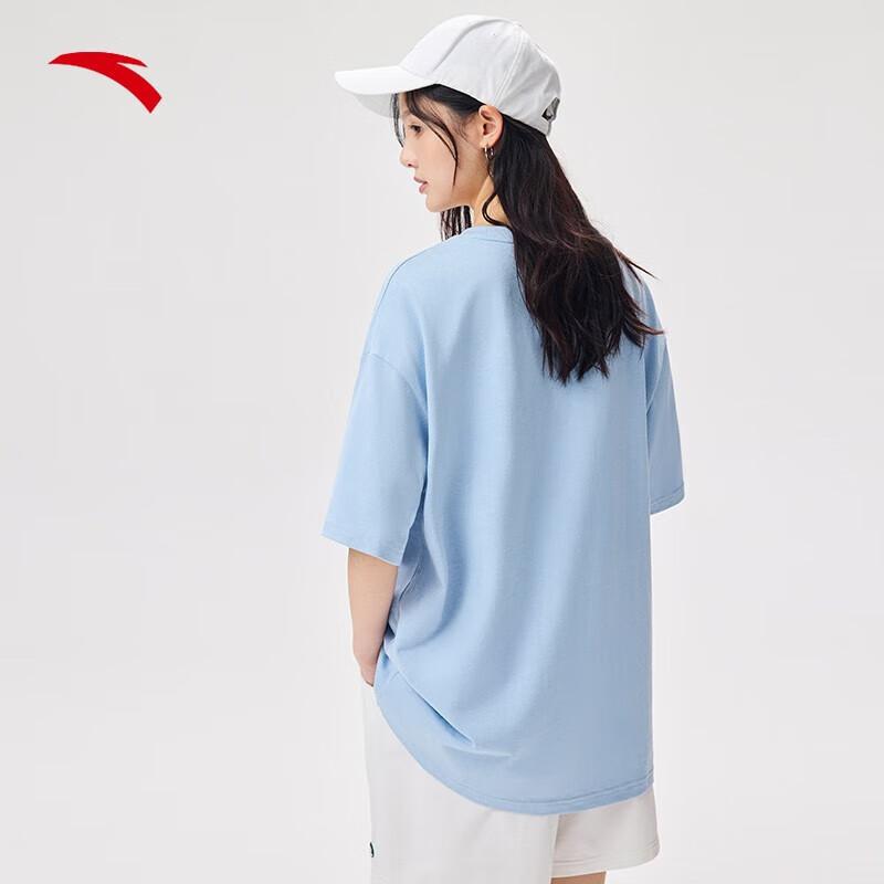 Anta Casual Solid Color Short Sleeve T-Shirt Unisex Tops Ceramic-Blue 972328113