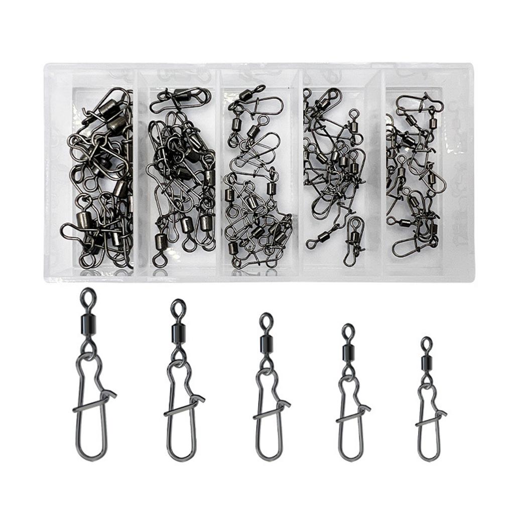 High Strength Rolling Ball Bearing Snaps Fishing Barrel Swivels and Clip Lure Connector Clip for Saltwater Freshwater