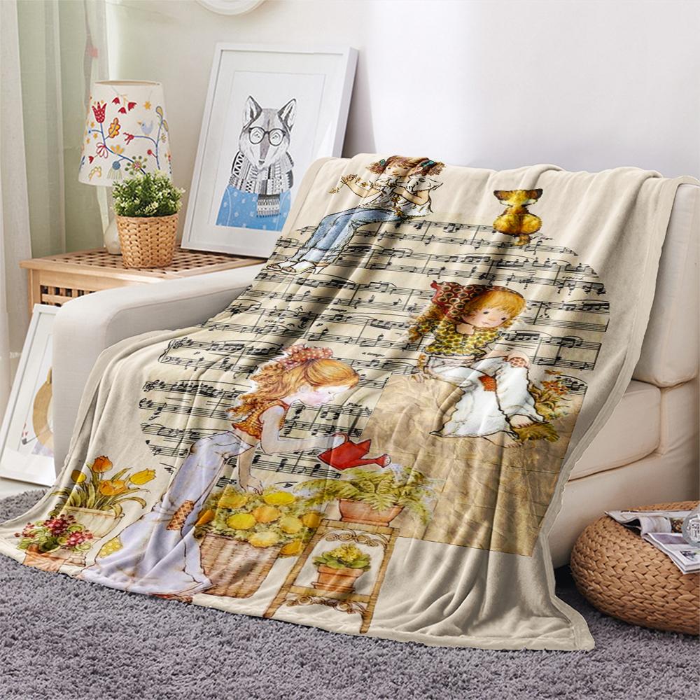 1 ks Flanelová deka se vzorem Sarah Kay, Vysoká kvalita, Pohodlná pro všechna roční období, Domácí dekorace, Teplo a pohodlí, Perfektní pro vánoční dárky144