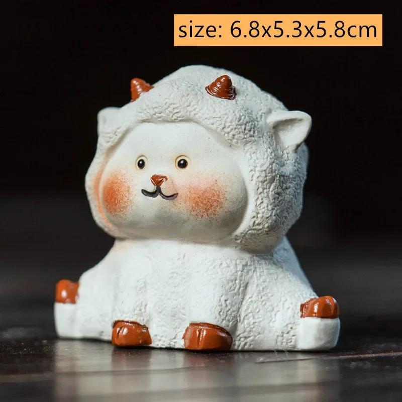 Chinese Zodiac Purple Clay Tea Pet Handmade Sheep Statue Ornaments Tea Figurine Sculpture Animal Decoration Tea Set Accessorie