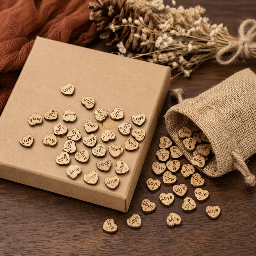 1000pcs DIY Craft Wooden Heart Confetti 1000 Pieces Wooden Heart Decoration  For Home Decoration