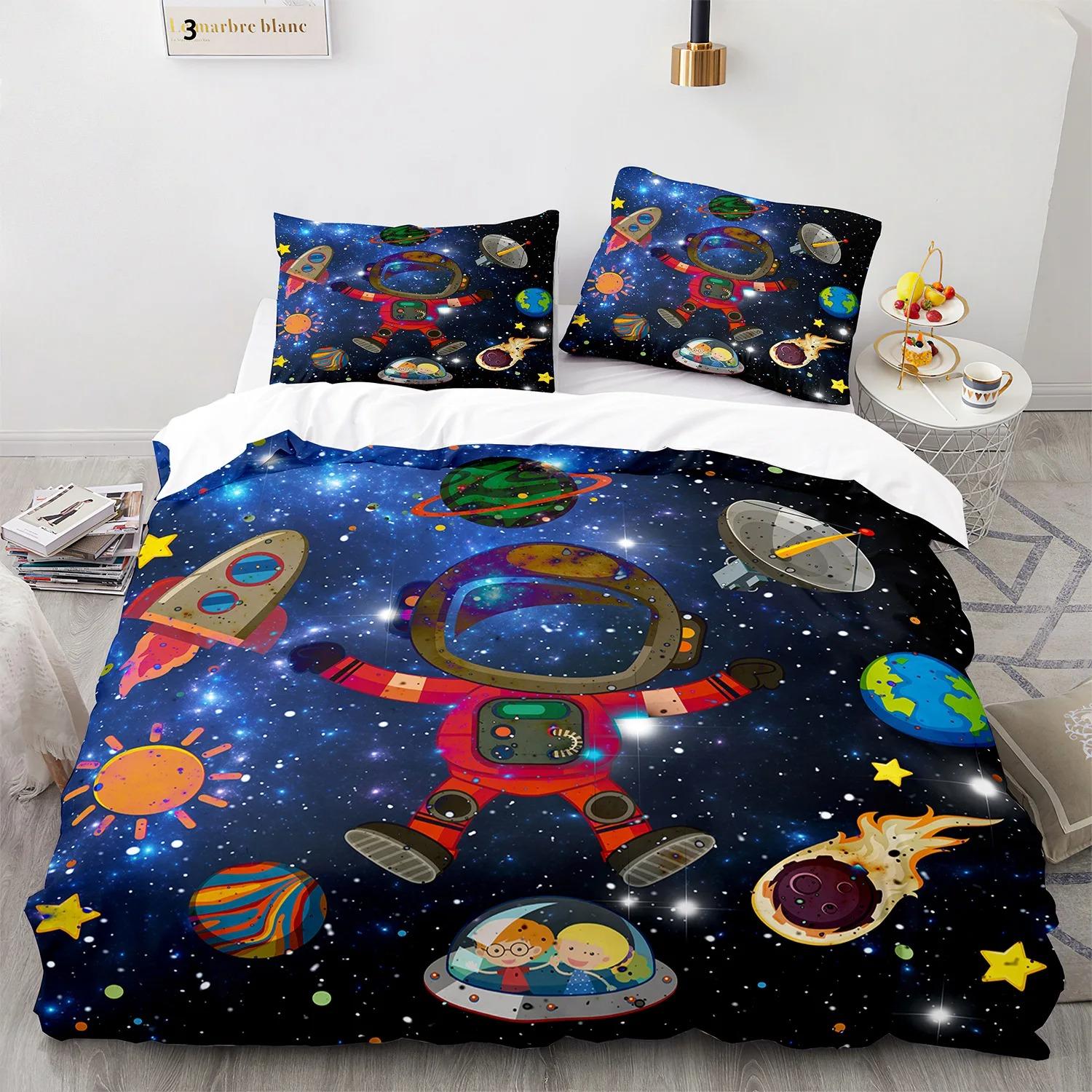 

Astronaut Outer Space Comfortable Duvet Quilt Cover Pillowcase Bedding Set Children Bedroom Decoration Home Textile 70x133cm 2pcs