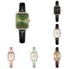 Womens Minimalist Square Quartz Watch With Leather Strap For Casual Office Wear