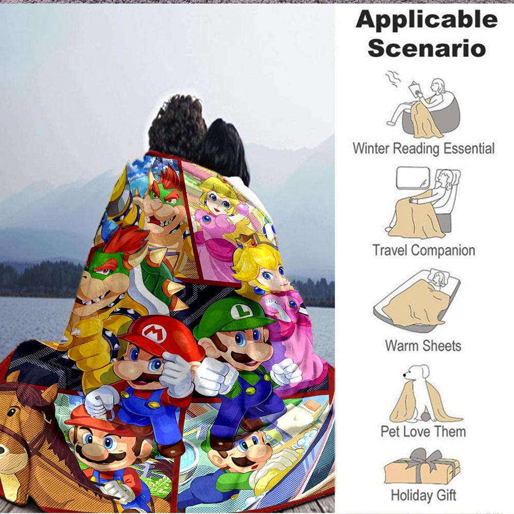 1 Stück Mario Luigi Weiche & Warme Flanelldecke, Mehrzweck-Kuscheldecke für Couch, Sofa, Büro, Bett, Camping, Reisen
