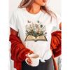 Book Lover Print Crew Neck T-shirt, Short Sleeve Casual Top For Summer & Spring, Women's Clothing