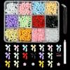 12-Grid Box: Pearl Rose Bow Nail Art Decorations & Resin DIY Ornaments