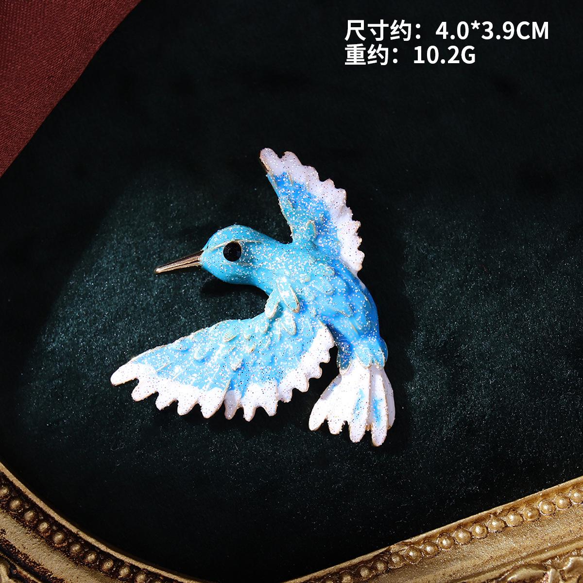 

Синяя маленькая брошь-колибри в национальном стиле, дизайнерский костюм, женственный ретро-креативный значок
