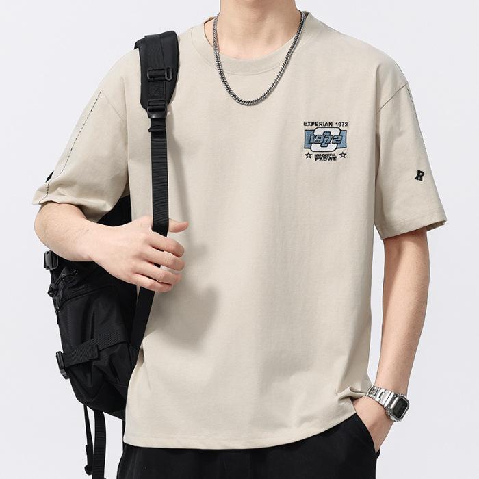 Updated Summer Mens Round Neck Short T-shirt Short Sleeve Thin Leisure Youth Half-sleeved Blouse