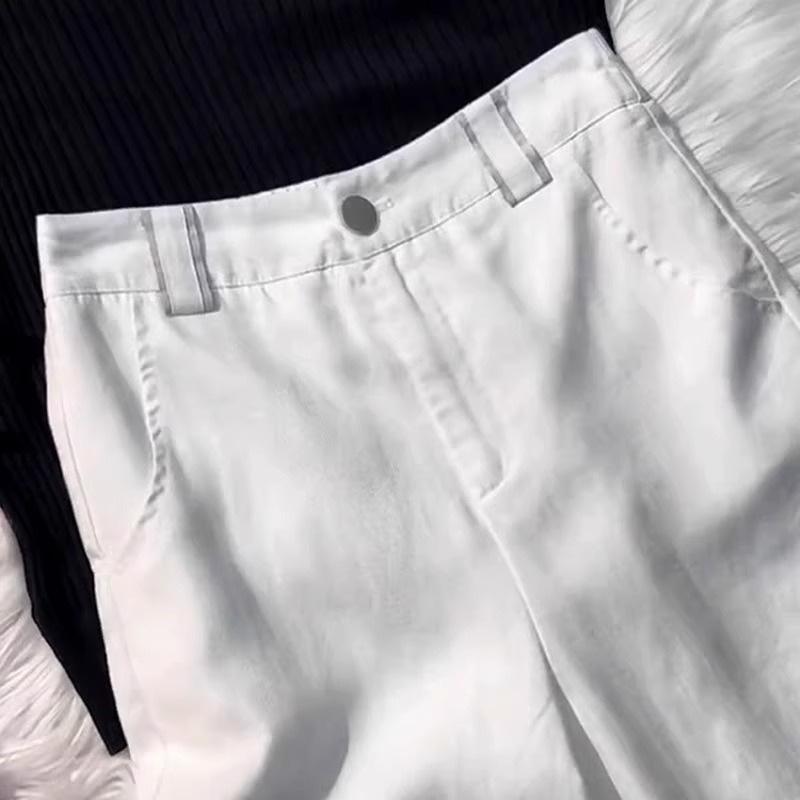 2024 Soft Breathable Wide-Leg Women's Summer Pants: High-End Sweat-Absorbent, Drapey Casual Straight-Leg Style