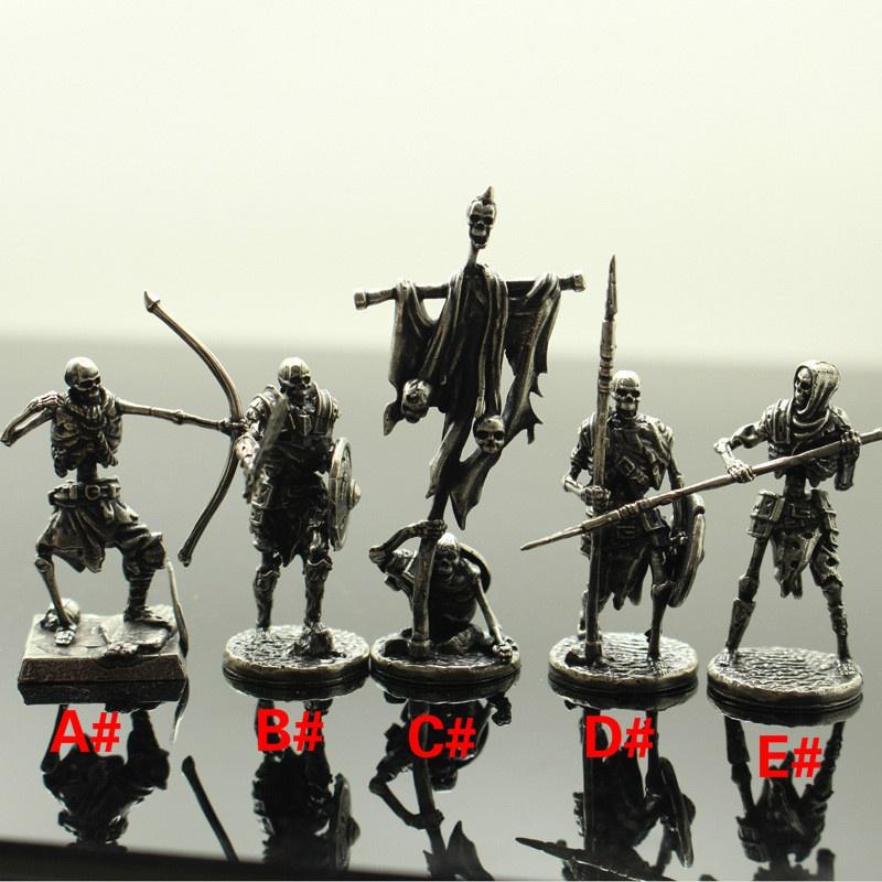 Copper Skeleton Legion Figurines Miniature Decoration Retro Metal Skull Soldier Army Statue Desk Toy Ornament