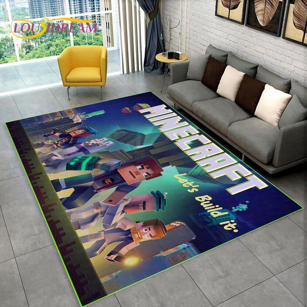 3D MC Sandbox Games Gamer Cartoon Area Rug,Carpet Rug for Living Room Bedroom Sofa Doormat Decoration,kids Non-slip Floor Mat