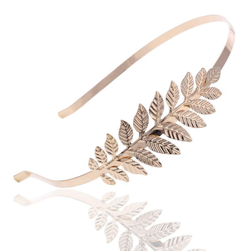 Fascia per capelli con foglie dorate da sposa europea e americana 2026, Fascia per capelli con foglie dorate da sposa, Ornamento per capelli, Fascia a corona, Natale
