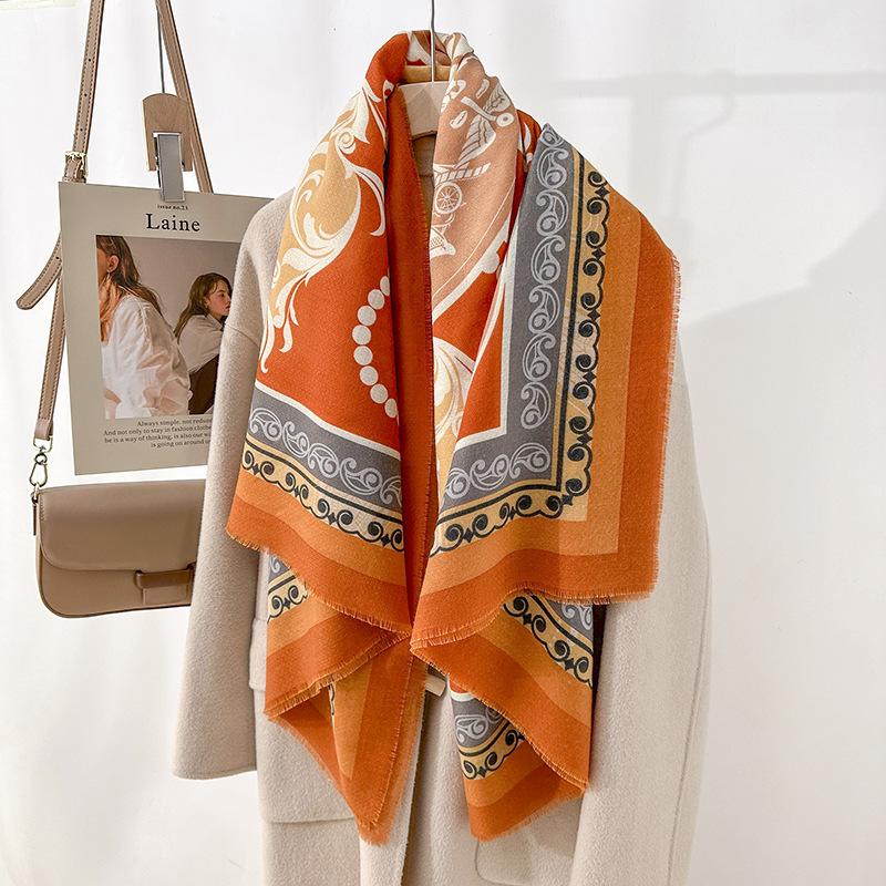 Travel photography with retro niche thin shawl spring niche design sense 130 dismantling beard printing square scarf