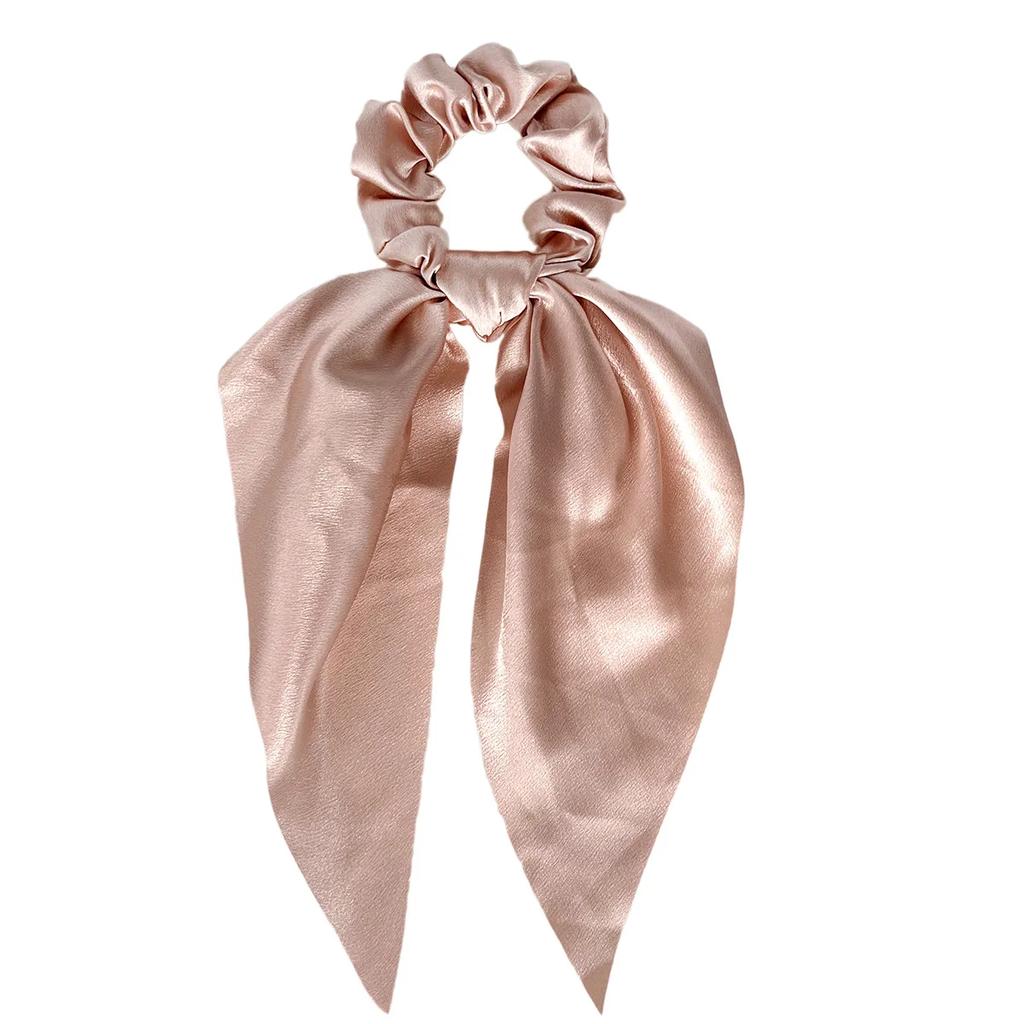 1 Stück Satin Langes Band Scrunchies Damen Mädchen Elastisches Gummi Schleife Haargummis Pferdeschwanzhalter Haaraccessoires
