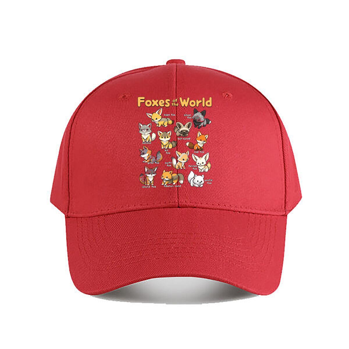Foxes of the World Cartoon Baseball Cap Fashion Unisex Sunhat Womens Outdoor Sports One Size