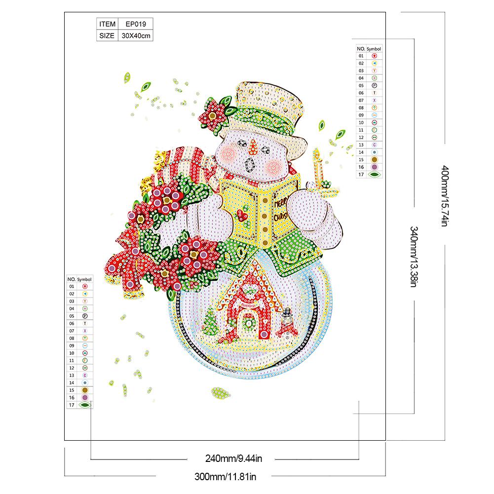 5D DIY Partial Special Shaped Drill Diamond Painting Kit Snowman Decoration