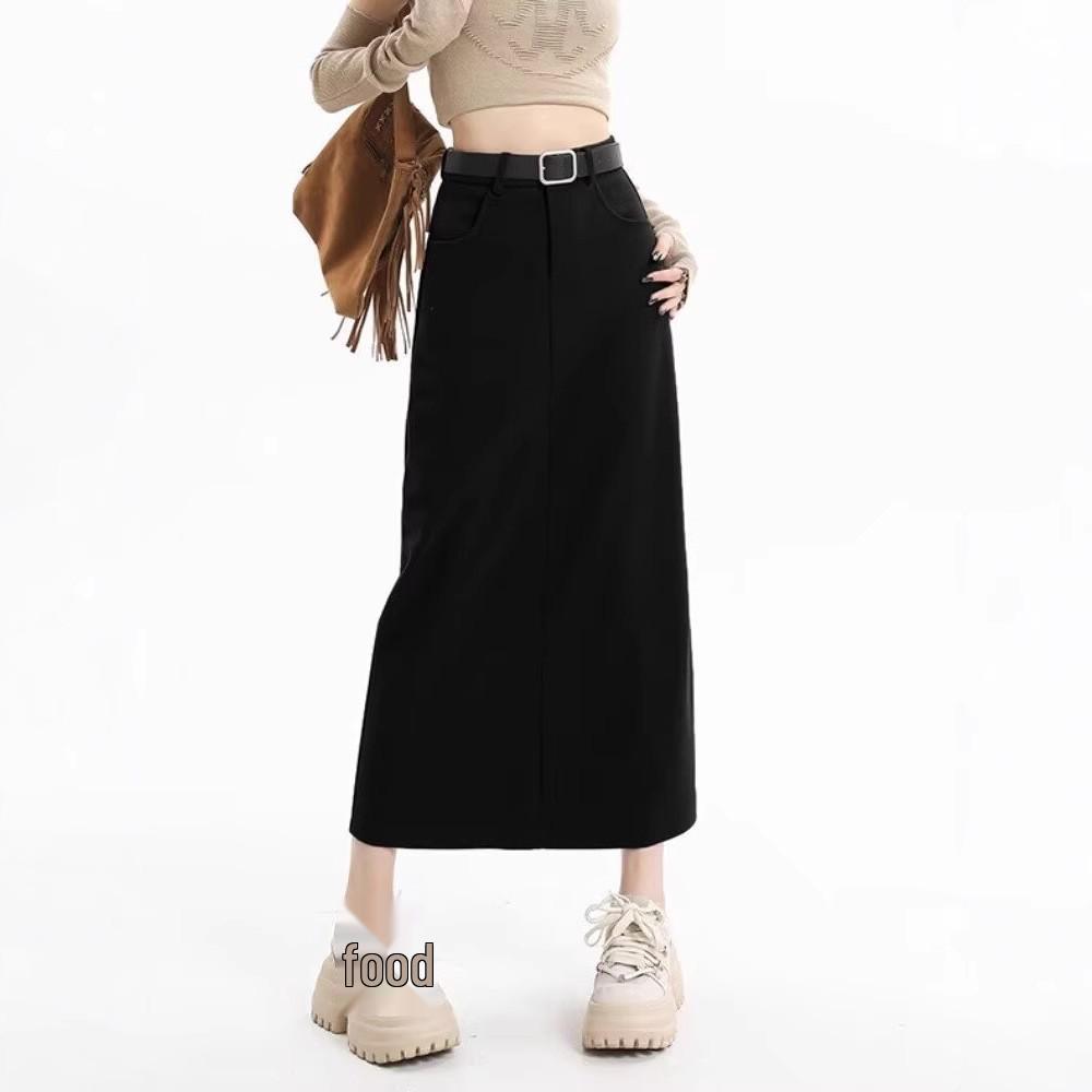 

Пикантная твидовая юбка-карандаш с завышенной талией - Женская юбка-миди в академическом стиле для осени/зимы XL