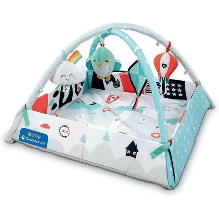 Tapis d'éveil animaux - CLEMENTONI - Bleu et blanc - Piles - Effets sonores - Matières douces