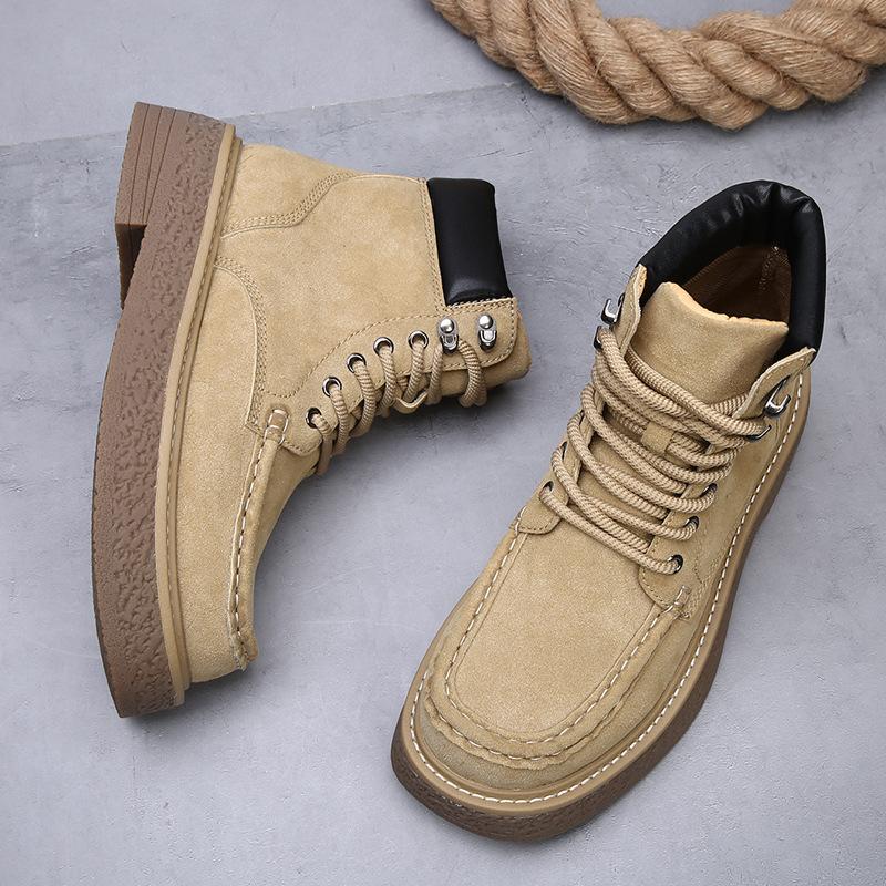 Autumn and winter new locomotive boots men's fur climbing retro thick-soled heightening men's boots high-top fashion versatile Martin boots