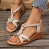 Wedge Sandals Summer 22 New Large Size Bohemian Elastic Foot Cover Fish Mouth Roman Sandals