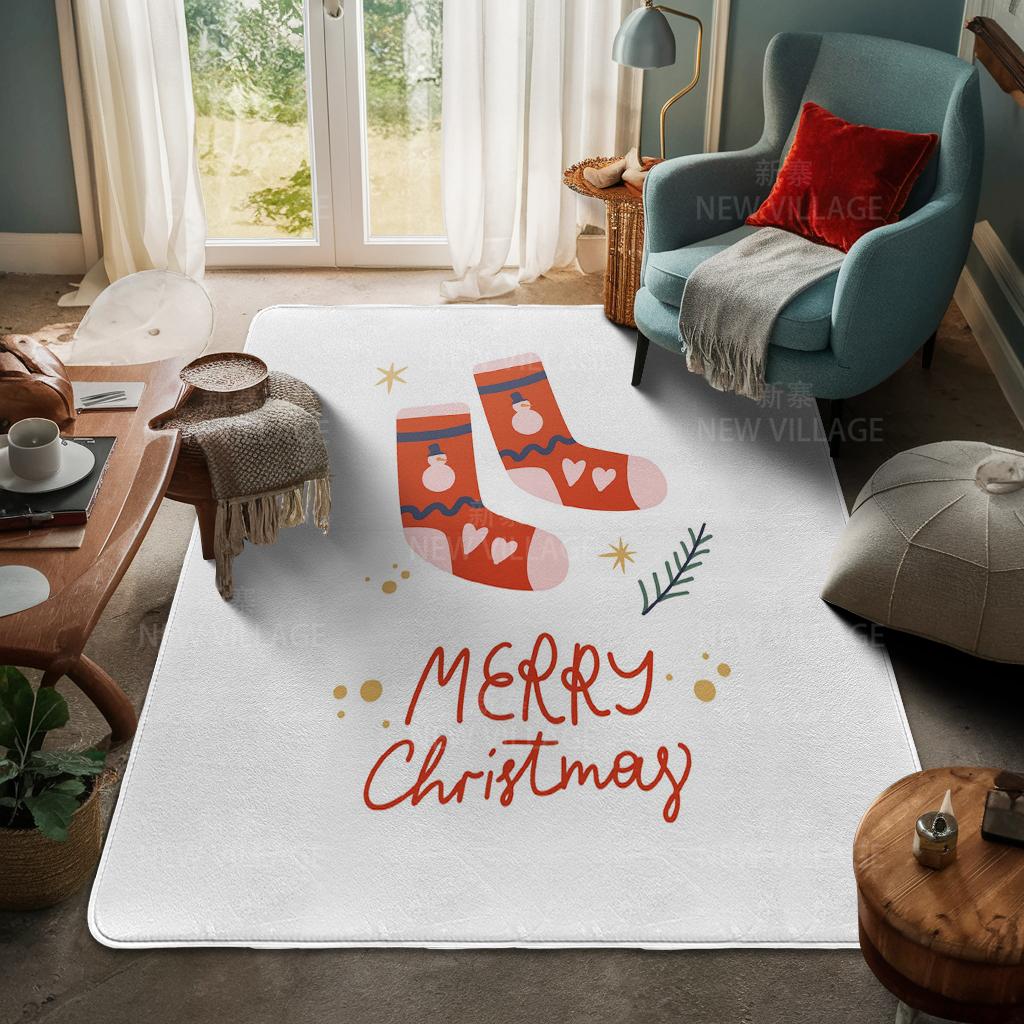 House Entrance Carpet Home Door Mat Living Room Bath Foot Bathroom Non-slip Water Absorption Rugs Bath Merry Christmas Winter