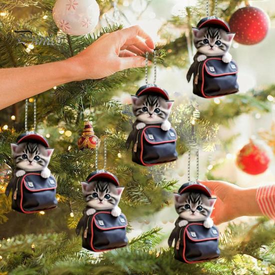 Cat Shaped Pendant Car Hanging Decoration Realistic Looking Easy To Hang Auto Rearview Mirror Ornament Acrylic Christmas Decor