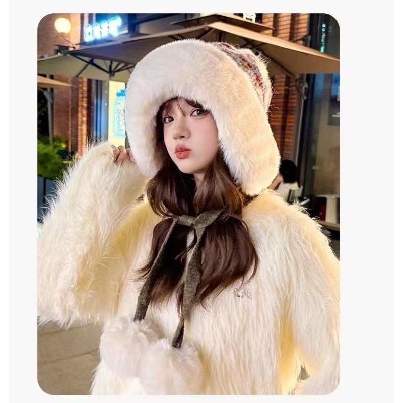 Women S Winter Knit Hat With Pom Pom Earmuff Thick Warm Large Size