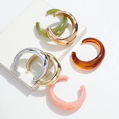 Boho Acryl Geometrische Offene Manschettenarmreifen für Damen Retro Gemischte Farbe Klobige Armbänder Stapelbarer Schmuck Geburtstagsgeschenke