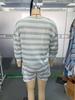 European Style Women's Striped Round Neck Long Sleeve Top and Casual Shorts 2-Piece Set (2025)