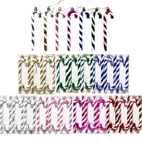 6 Pcs Candy Cane Christmas Ornament Plastic Twisted Candy Cane Christmas Tree Hanging Decoration for Xmas Tree Holiday Party Supplies