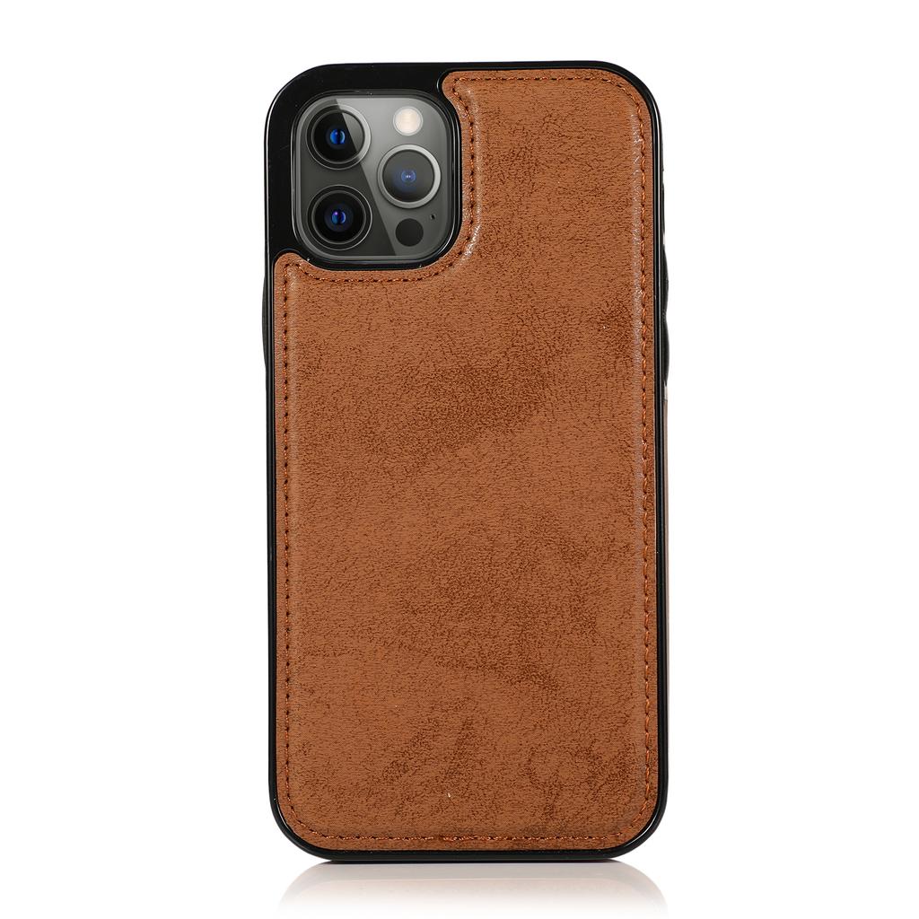 Custodia a portafoglio in pelle marrone per iPhone: cover posteriore con porta carte staccabile - Italia