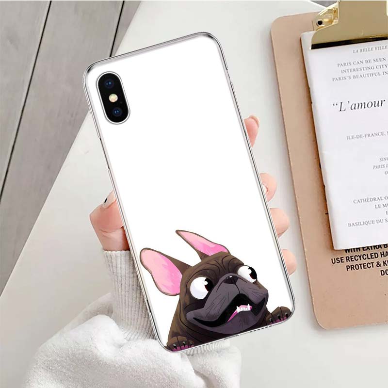 Pug Dog French Bulldog animal Soft Phone Case For IPhone 11 17 Air 16E 16 Pro Max 15 + 14 Plus 13 Mini 12 Apple 7 SE 8 Fundas Co