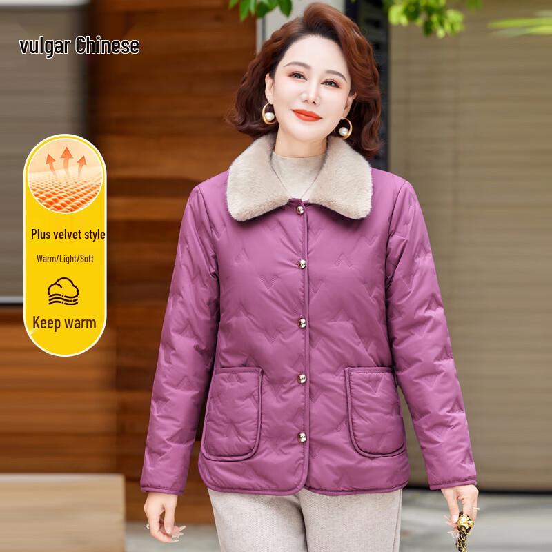 Ronghua Women s Winter Short Faux Fur Collar Padded Jacket 2XL