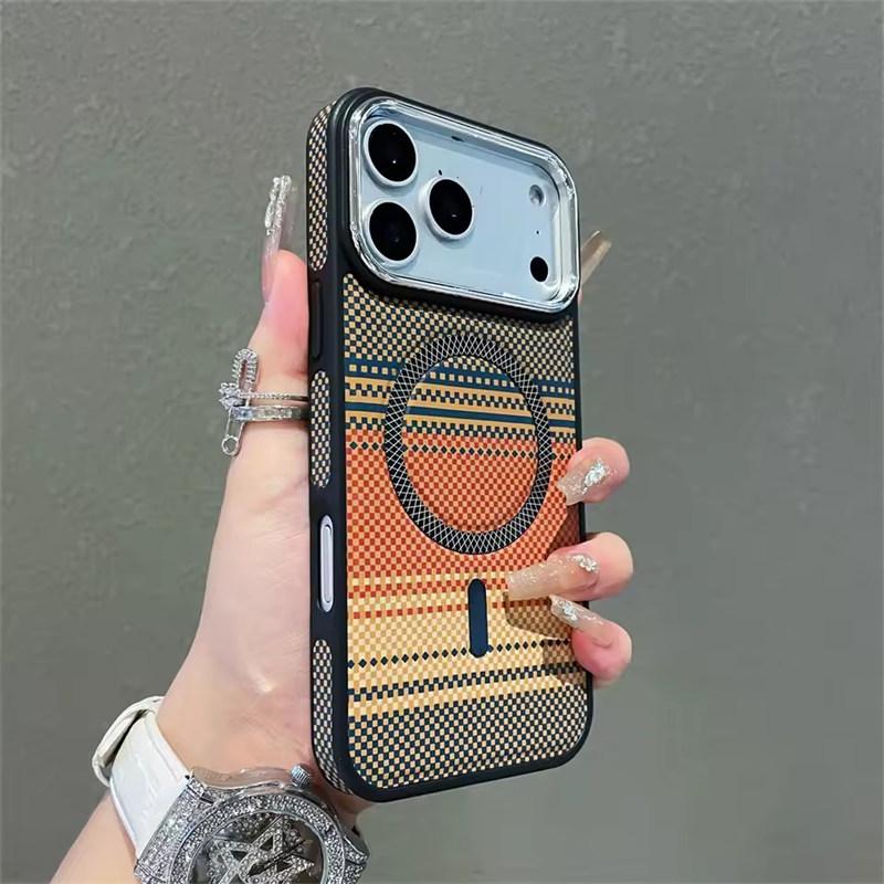 Slim Magnetic Striped Pattern Case for iPhone 17 Air Pro Max 16 15 14 Plus Pro Max for Magsafe Shockproof Ultra Thin Colorful Cover